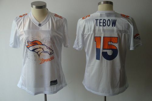 Broncos #15 Tim Tebow White 2011 Women's Fem Fan Stitched NFL Jersey